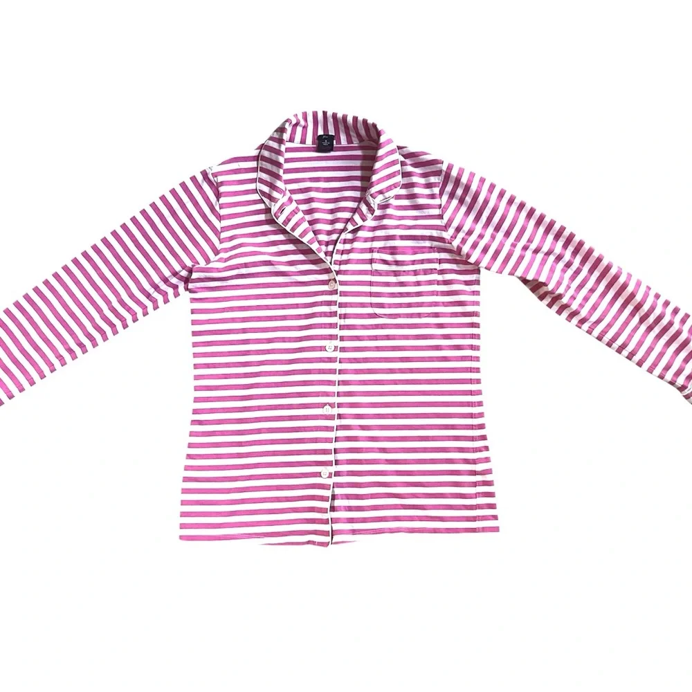 J Crew Pink And White Striped Pajama top Small
